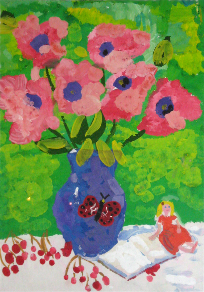 Акукина Г. Мои любимые цветы, гуашь, 2008 г.